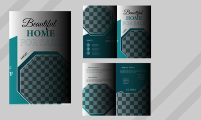 Corporate real estate presentation guide bifold brochure template, Annual report,  minimalist flat   design template.