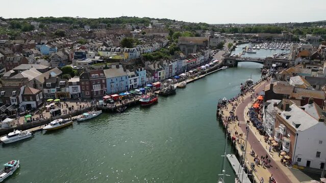 Aerial View of Weymouth Harbour or Port in the Summer