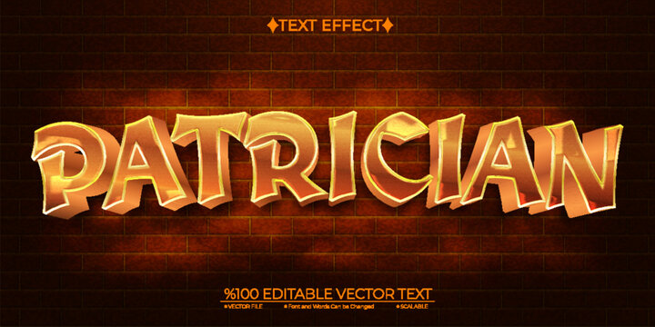 Gold Patrician Editable Vector 3D Text Effect