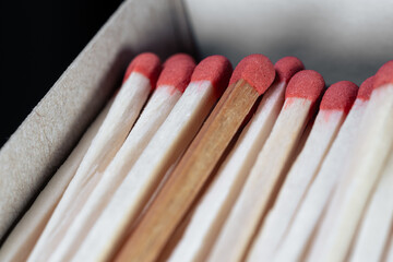 Open box of matches. Matchbox close-up