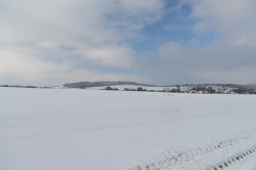 Fototapeta na wymiar fields forerst in winter germany hessia