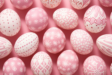 Pattern of pink and white Easter eggs over pink background spring wallpaper