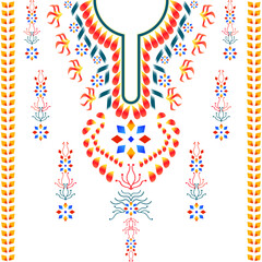 Neckline geometric embroidery designs For the fabric surface, fashionable women wear.
