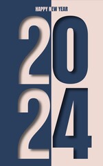 Happy new year 2024, minimalist and simple style design