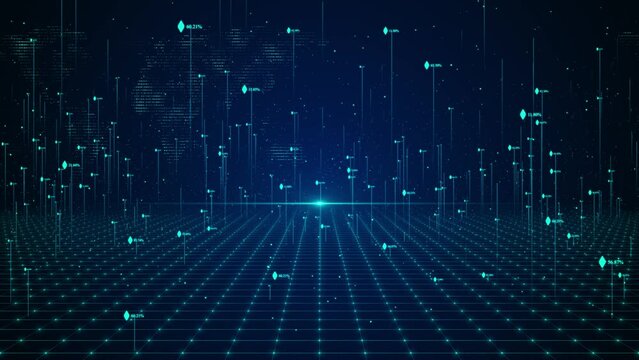 3D Animation of Neural Network Artificial Intelligence, Deep Learning, Machine Learning Large Language Model Visualization. science word cloud dark space background Quantum Computer Technology Concept