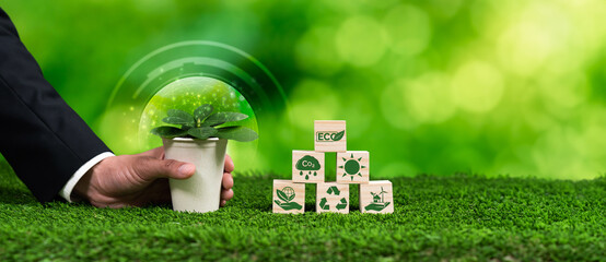Corporate commitment to ESG or CSR to reduce carbon emission and adopting eco friendly clean...