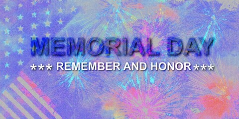 MEMORIAL DAY REMEMBER AND HONOR COLORFUL TEXT DESIGN