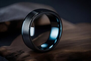 A matte-finish tungsten carbide ring with a modern edge