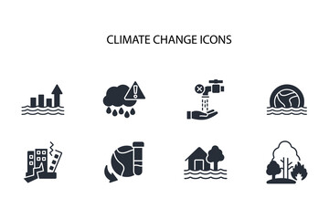 Climate change icon set.vector.Editable stroke.linear style sign for use web design,logo.Symbol illustration.