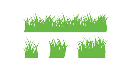 Vector Set of Green Grass Vector on White Background.