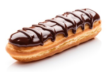French eclair pastry isolated on transparent or white background