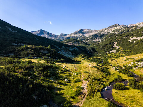 Scenic Aerial Drone Landscape of Pirin Mountain, Bulgaria