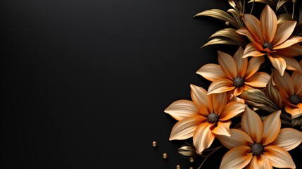 African daisy sympathy card on a black backdrop. Generative Ai.