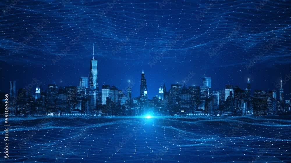 Poster smart city digital cyberspace, digital data network connections, 5g high speed internet connection, 