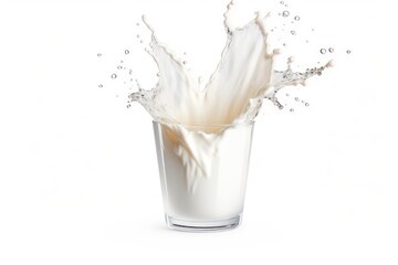 Glass of milk with splash isolated