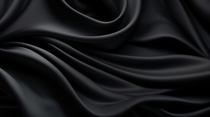 Fototapeta premium Beautiful symmetrical waving black cloth background, ultra realistic, 