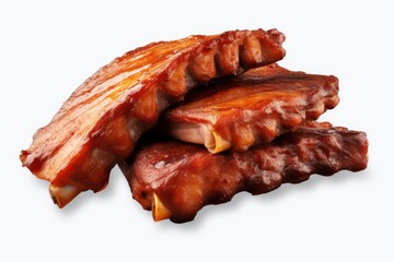 Grilled pork ribs isolated on transparent or white background