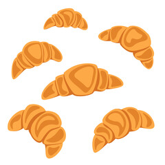 Set of croissants. Fresh baked goods in flat style