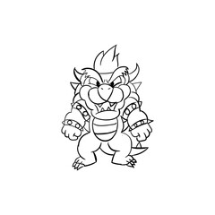 Super mario  bowser line art logo illustration