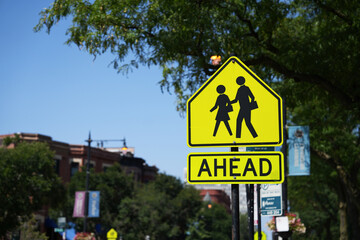 School Zone Warning Sign with Text