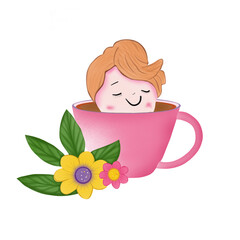 little girl watering flowers