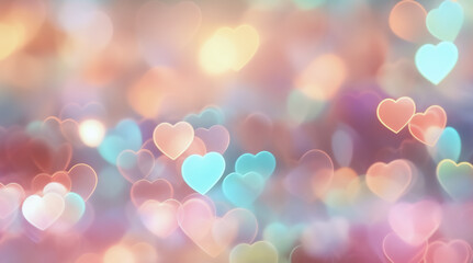 valentine day background with blurred colorful hearts