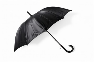 Open black umbrella isolated on transparent or white background