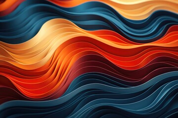 Abstract paper background of blue-orange smooth wavy lines.