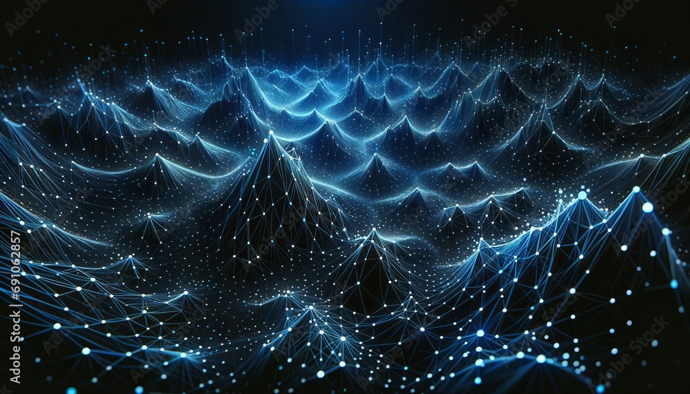 Aufkleber abstract futuristic, network connection fiber optic, transmission line, hop to hop delivery, node to
