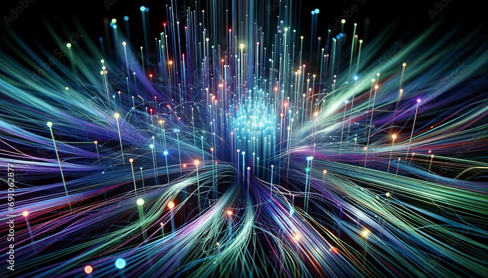 Aufkleber abstract futuristic, network connection fiber optic, transmission line, hop to hop delivery, node to
