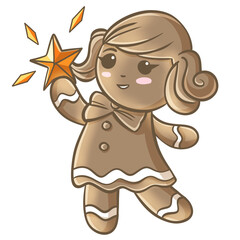 cute gingerbread girl with star