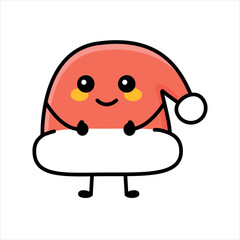 Santa hat emoticon color element. Cartoon happy character.
