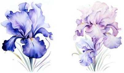 Iris flora spring purple flowers floral background background plant watercolor blooming blossom