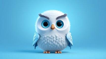 Obraz premium Blue cartoon owl character.