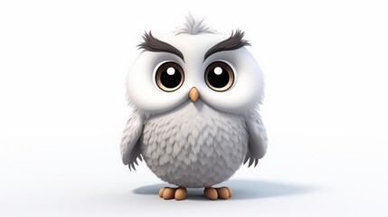 White cartoon owl character on white background.