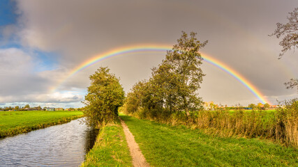 Rainbow in polder landscape