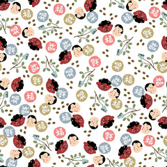 節分のシームレスなパターン、テキスタイル、壁紙、包装紙、行事、イベント、魔除け、和雑貨、デコレーション、節句、