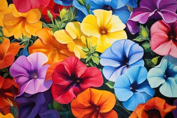Rainbow of Petunias: Petunias in various vibrant hues 