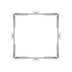 Abstract Black Simple Line Square With Leaf Leaves Frame Flowers Doodle Outline Element Vector Design Style Sketch Isolated Illustration For Wedding And Banner