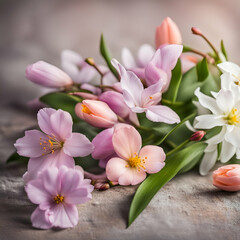 Naklejka na ściany i meble pink and white spring flowers