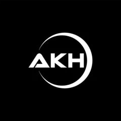 Deurstickers AKH letter logo design with black background in illustrator, cube logo, vector logo, modern alphabet font overlap style. calligraphy designs for logo, Poster, Invitation, etc. © Mamunur