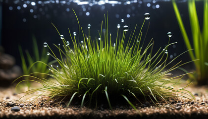 Vallisneria in an aquarium: aquatic plant, generative AI