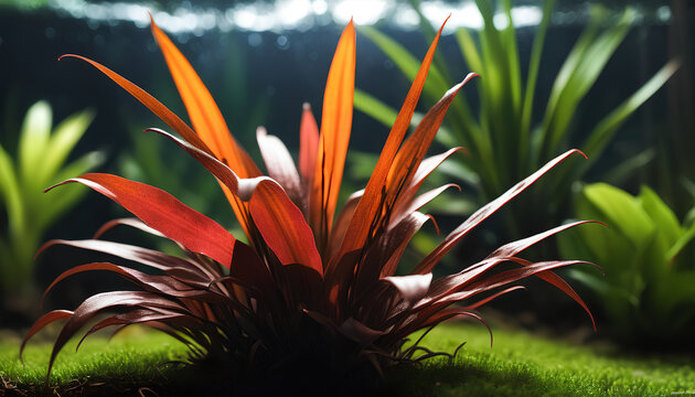 Colorful aquarium plant: beauty in aquascaping, generative AI