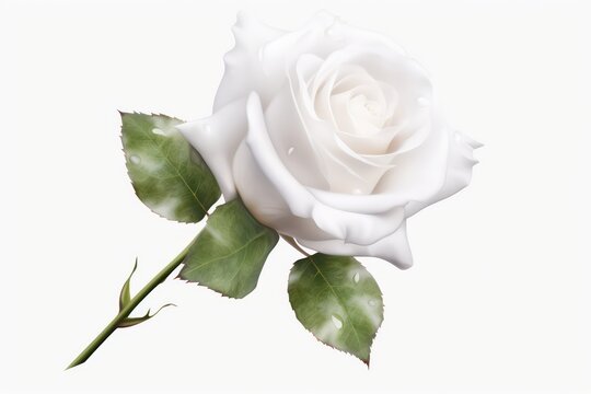 Single White Rose Isolated On Transparent Background