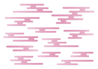 和風な雲のエ霞文文様年賀状素材ピンク