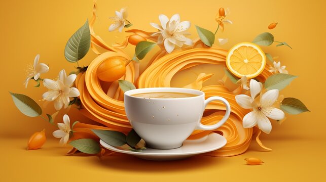 Orange Tea Concept. Design a unique and creative concept of a Tea poster and social media post.
