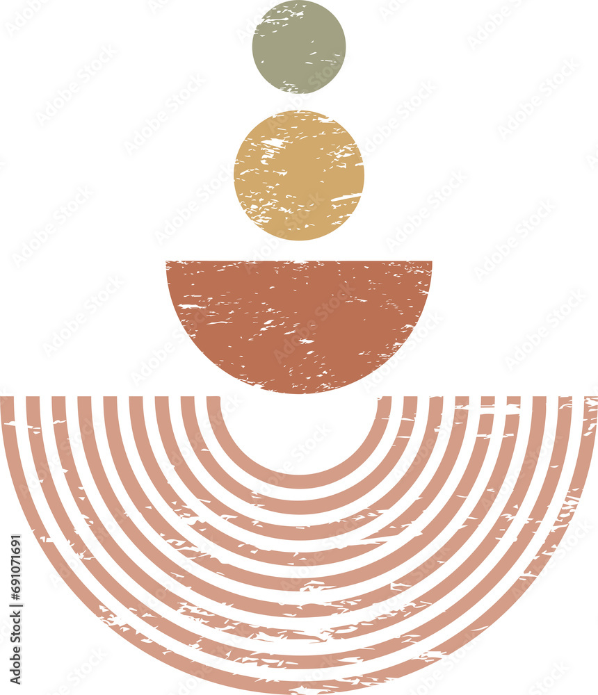 Poster geometric lines zen pattern. abstract textured shape. balance figures with linear outline strokes de