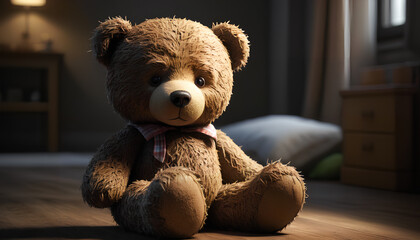 sad teddy bear plushie, generative AI
