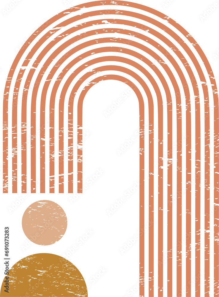 Poster geometric lines zen pattern. abstract textured arch and shape. balance figures with linear outline s