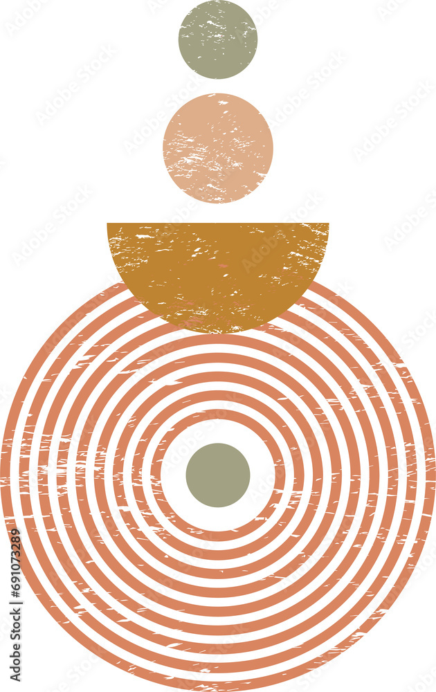 Poster geometric lines zen pattern. abstract textured circle shape. balance figures with linear outline str